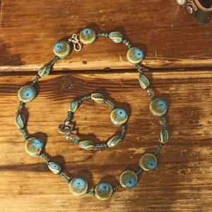 Blue stone necklace and bracelet